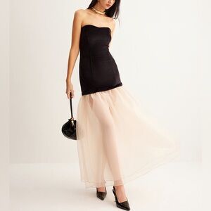 #16 NWT Black Velvet Panel Mesh Tube Dress Commense Size M